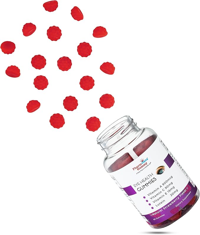 Eye Health Support Gummy - Vitamin A + C + E + Lutein - Gluten Free, Vegan Friendly Supplement - 60 Count