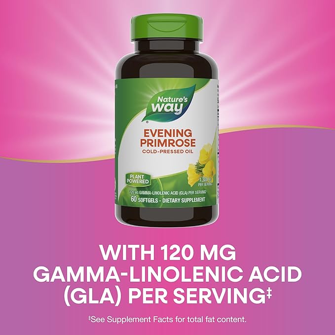 Nature's Way Evening Primrose Oil, Cold Pressed, 120 mg GLA per Serving(1), 60 Softgels (Packaging May Vary)