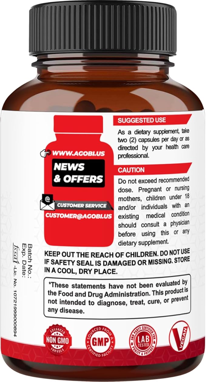 agobi 5in1 Beet Root Capsules - Added with Red Spinach, Organic Garlic Bulb, Hibiscus & Black Pepper - Support for Energy Production, Immune System & Digestive Health - 90 Vegan Capsules