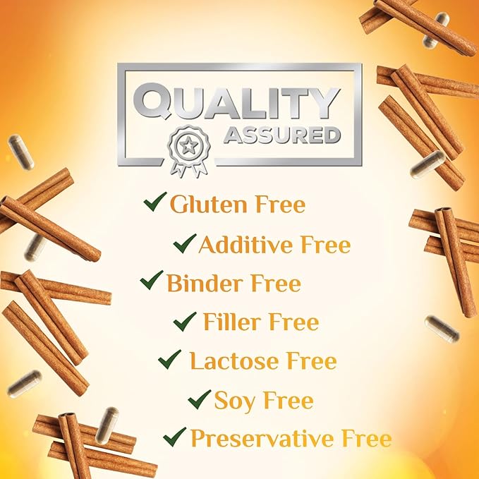 Organic Ceylon Cinnamon Capsules 1800mg - Pure Ceylon Cinnamon Supplements, 1800 mg Certified Organic Powder, Bottled in USA, Non-GMO Gluten Free Sugar Free, Antioxidant Pills Supplement, 60 Capsules