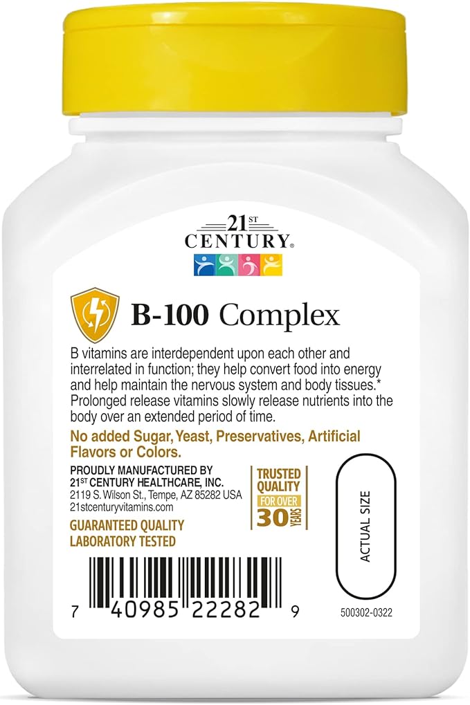 21st Century B 100 Complex Prolonged Release Caplets, 60 Count (Pack of 2)