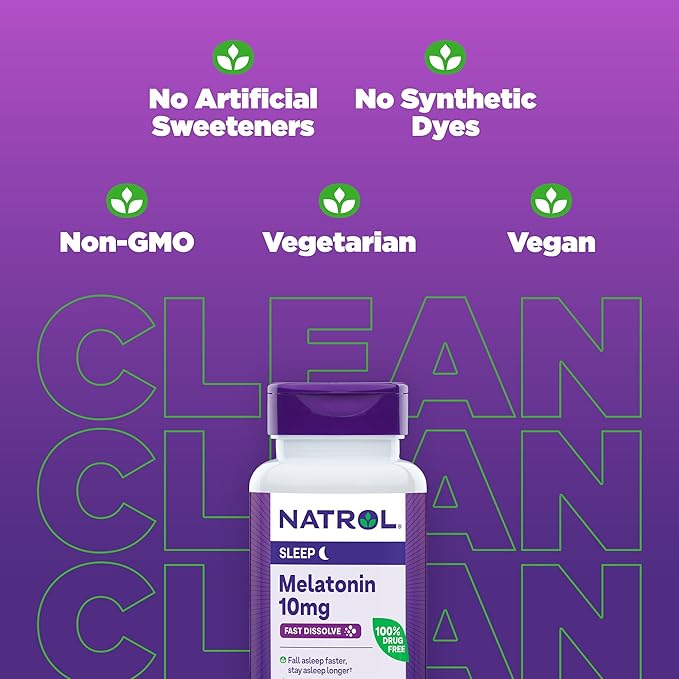 Natrol Fast Dissolve Melatonin 10 mg, Melatonin Supplements for Restful Sleep, Sleep Support for Adults, 60 Citrus-Flavored Tablets, Up to a 60 Day Supply