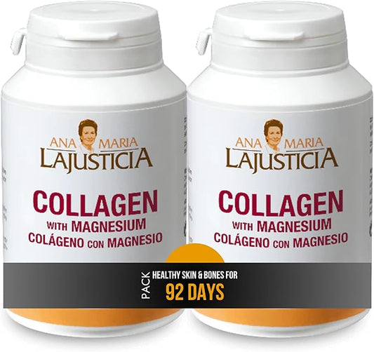 2 Pack - Ana Maria LaJusticia Collagen with Magnesium - 180 Tablets. Skin Rejuvenation, Nervous System Support, Bone and Teeth Health