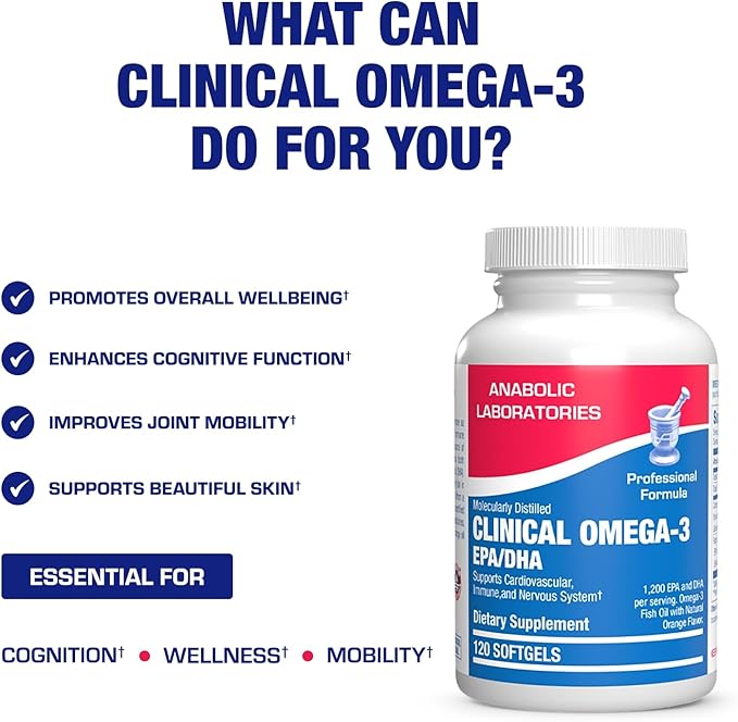 Clinical Omega 3 Fish Oil Supplement with EPA and DHA - 120 Orange Flavored Softgels for Heart, Immune, and Nervous Health - 1200mg of Molecularly Distilled Omega-3