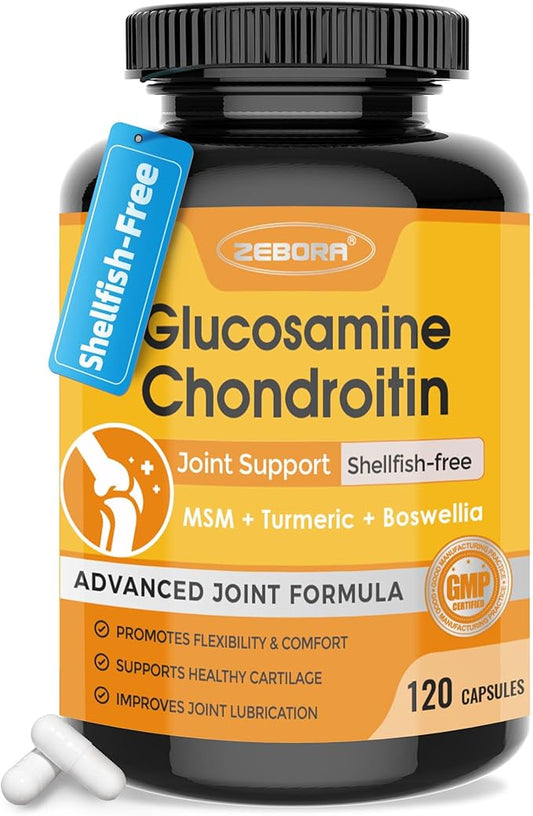 Glucosamine Chondroitin Joint Support Supplement, with MSM Turmeric Boswellia, Glucosamine Sulfate, Glucosamine Chondroitin MSM, for Joint Supports & Relief Nutritional Supplements, 120 Capsules
