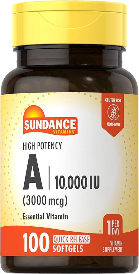 Sundance High Potency Vitamin A Softgels | 3000mcg | 100 Count | Essential Vitamin | Non-GMO and Gluten Free Supplement