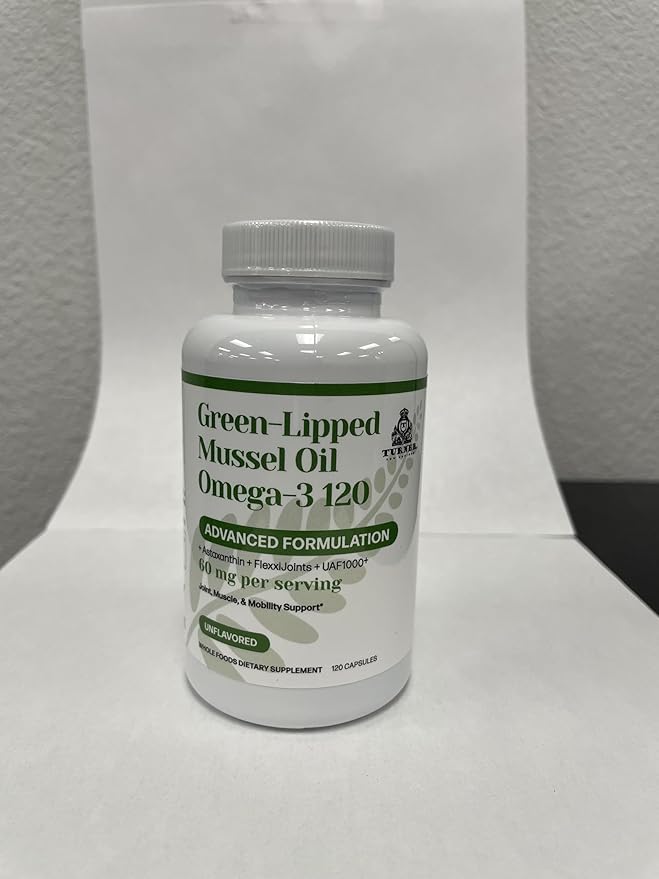 TURNER New Zealand Green Lipped Omega-3 Mussel Oil, 53x Higher Potency with UAF1000+ Super Antioxidant for Superior Joint Comfort & Mobility, No Fishy Aftertaste, 1 Bottle, 120 Softgels