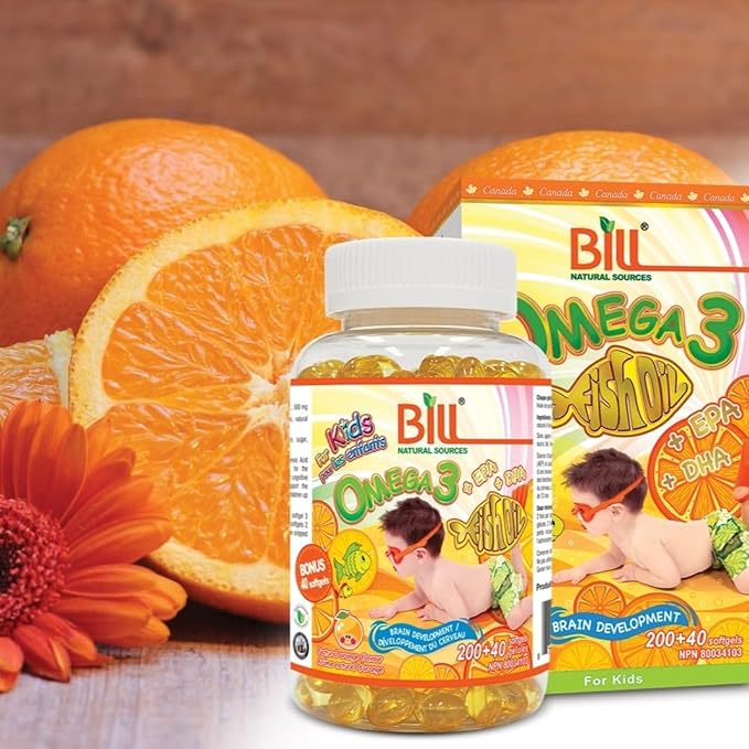 Omega 3 Fish Oil for Kids with Natural Orange Flavour 500mg 240 softgels
