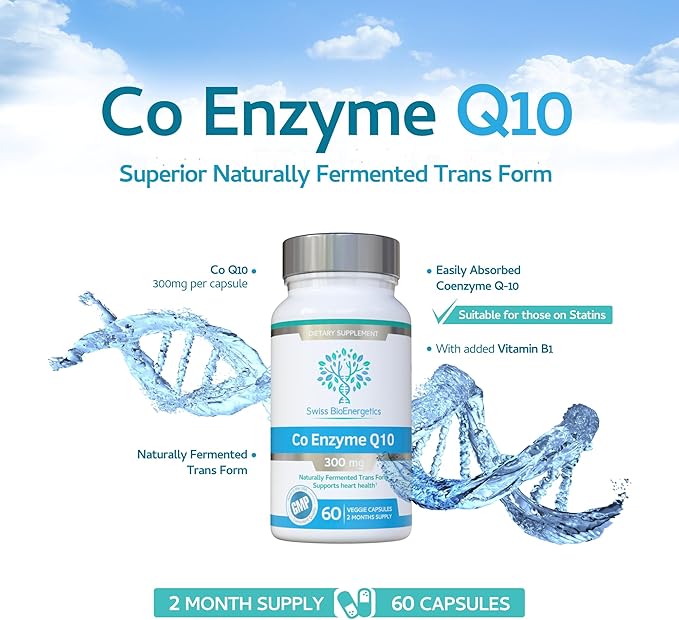Co Enzyme Q10 CoQ10 300mg 60 Capsules - Superior Naturally Fermented Trans Form