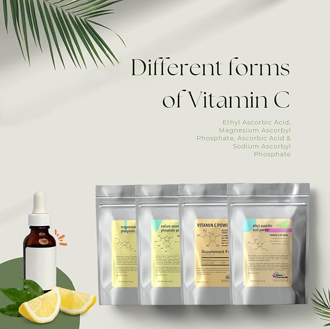 Sodium Ascorbyl Phosphate SAP Powder – Stable Vitamin C Derivative, Antioxidant for DIY Skin Care (4 Ounce / 113g)