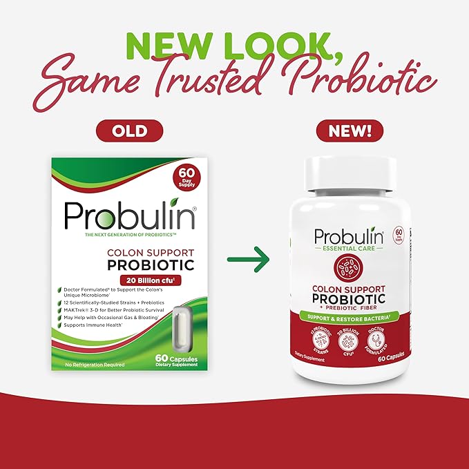 Probulin Colon Support Probiotic Supplement, Daily Gut, Digestive, and Immune Health Probiotics Capsules for Men and Women, 20 Billion CFU, Vegan, 60 Count Bottle