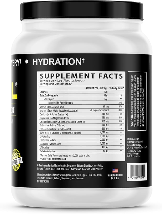 3-in-1 Endurance and Recovery, Hydration, BCAA, Electrolyte Enhanced Drink (Lemon Lime)
