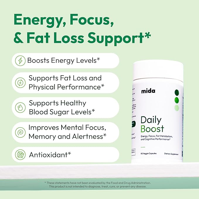 Daily Boost 3-in-1 Weight Loss, Energy, & Focus Support | 7-Keto DHEA (200mg) Thermogenic with Natural Caffeine, CoQ10, B12, Ginkgo Biloba, Ginseng, L-Theanine, Folate | 30 Servings