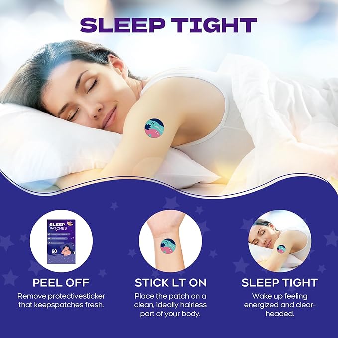 Sleep Patches for Adults, 60 Pack Upgraded Deep Sleep Patches, All Natural Deep Sleep Patches, Quick Acting Ingredients, for Men and Women, Easy to Use That Last All Night-Violet-A10