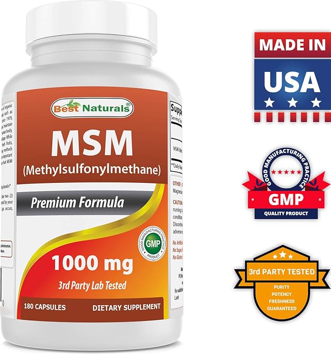 Best Naturals MSM 1000 mg 180 Capsules (180 Count (Pack of 3))