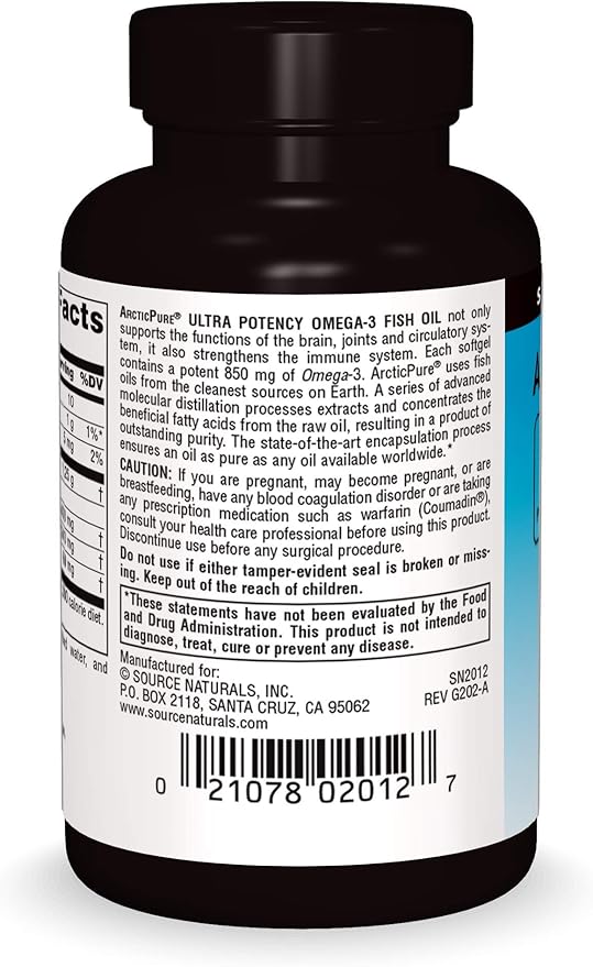 Source Naturals ArcticPure Ultra Potency 850 mg Omega-3 Fish Oil - 30 Softgels