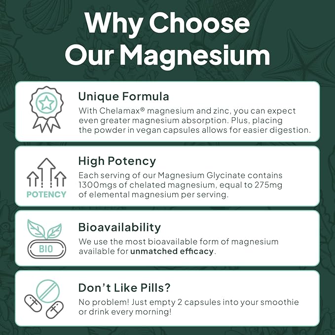 Pure Magnesium Glycinate with Zinc - Maximum Strength Chelated Magnesium Supplement for Women and Men for Muscle Cramps and Sleep Support - 3 Bottles