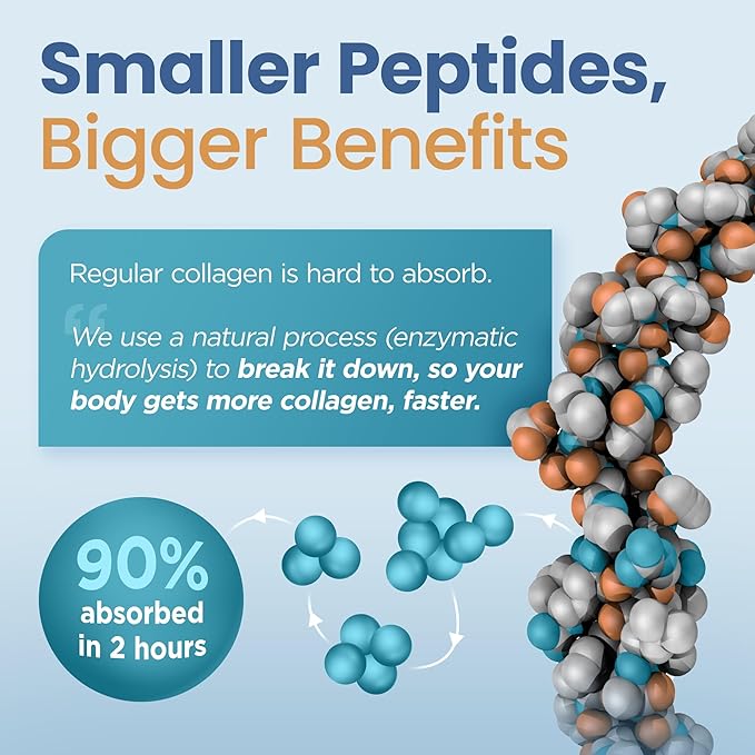 Bio Absorb Marine Collagen Powder, Extra Strength w/Peptan (Type 1 Hydrolyzed Collagen Peptides), 15 oz, 42-Day Supply