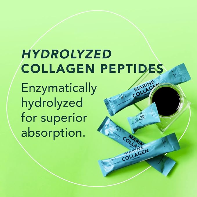 AMANDEAN Marine Collagen Peptides Powder Stick Packs. Wild-Caught Fish. 30 Single Use Individual Packets. Hair, Skin & Nails. Non-GMO, Zero Carbs, Unflavored, High Bioavailability.
