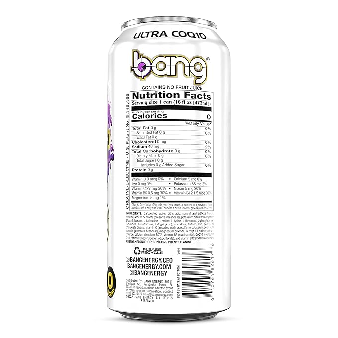Bang Energy Drinks - 6, 16 ounce cans (Purple Haze)