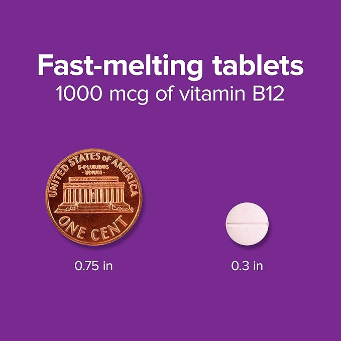 Webber Naturals Vitamin B12 1000 mcg, 150 Count, Fast Dissolve Tablets, Vitamin Supplement Support for Energy Metabolism, Immune and Heart Health, Vegetarian Formula, 150 Day Supply