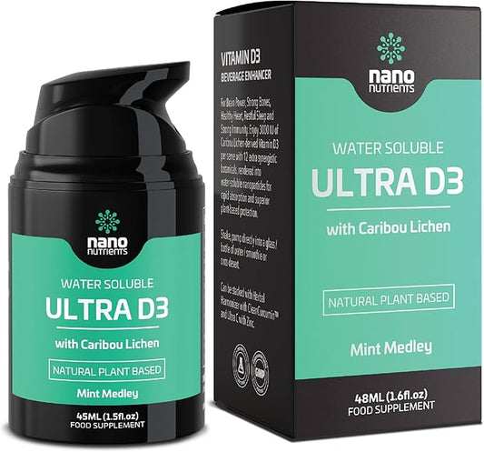 Ultra D3 with Caribou Lichen - High Dose Vitamin D Supplement - Water Soluble Vitamin D3 - Plant Based Vitamin D3 - High Bioavailability - 1.5fl.oz