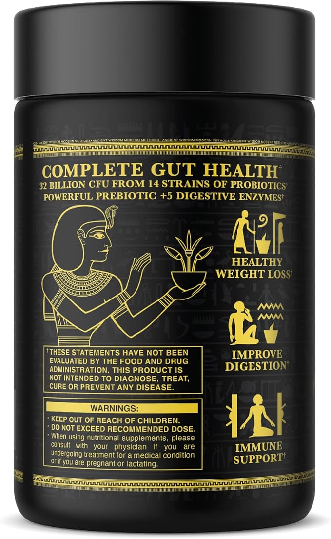 Ambrosia Flora Digestive Enzymes with Probiotics and Prebiotics, Plant Based Gut Health Supplement, 32 Billion CFU, Vegan Probiotic for Digestive Health (30 Servings)