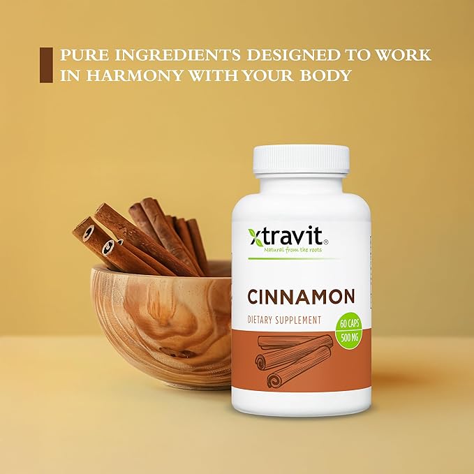Cinnamon Bark Supplement – Natural Energy, Metabolism, & Digestive Support for Men & Women - Promotes Collagen for Healthy Hair, Skin & Nails - Non-GMO, Gluten-Free, No Fillers, 60 Capsules