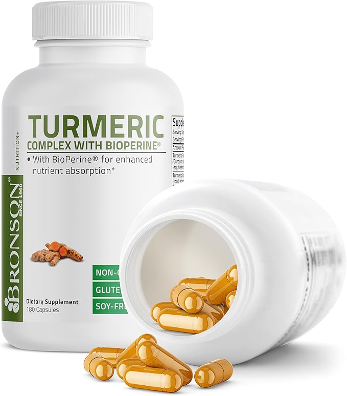 Turmeric Curcumin with BioPerine - High Potency Premium Joint Support with 95% Standardized Curcuminoids - Non-GMO Capsules with Black Pepper - 180 Count