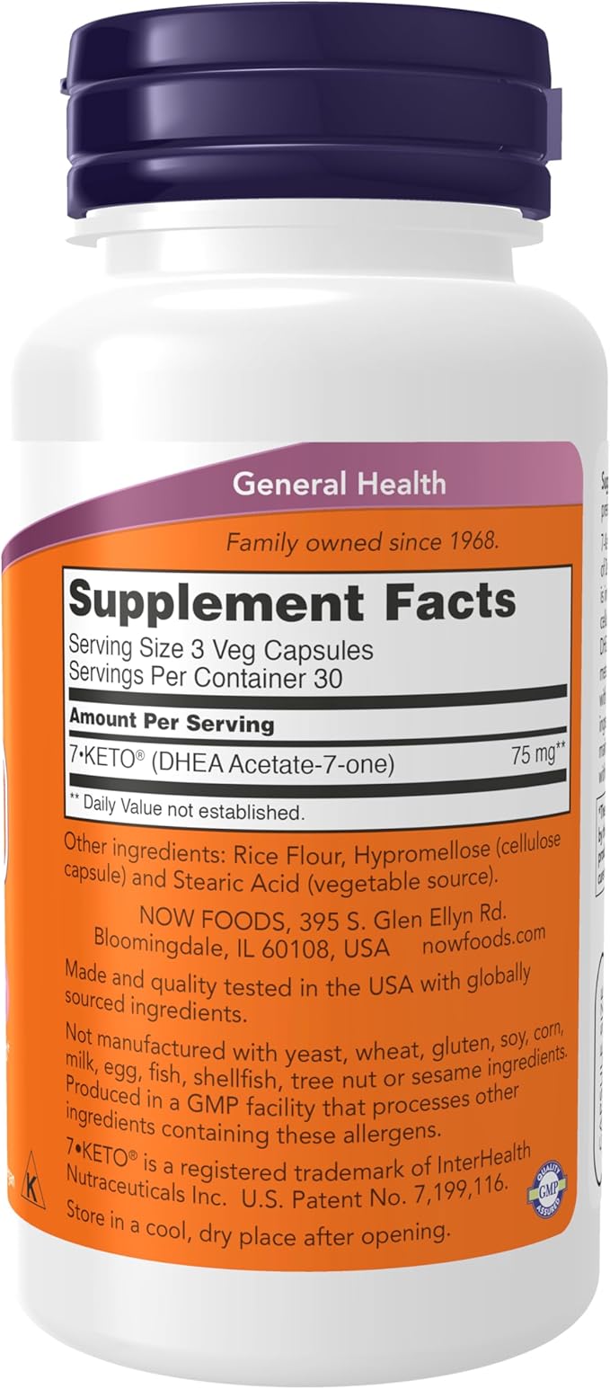 NOW Foods Supplements, 7-Keto (DHEA Acetate-7-one) 25 mg, Weight Management*, 90 Veg Capsules