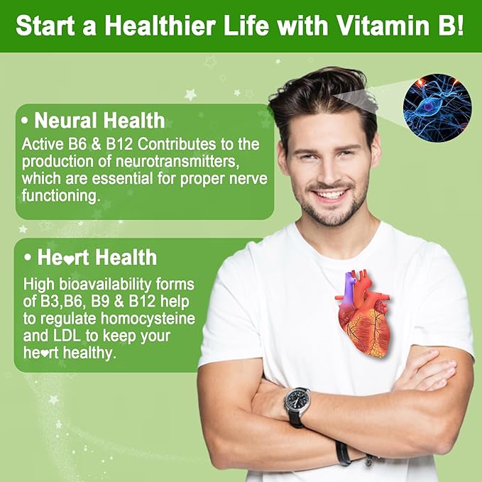 Sugar Free Vitamin B Complex with Methyl B12, MethylFolate, B6, B1, B2, B3, Fast Dissolve Highly Bioavailable Methylated B Complex Supplement for Energy Levels, Neural System, Vegan,180 Tablets