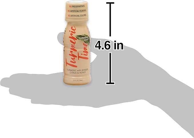 Turmeric Shots - Turmeric with Ginger, Citrus & Honey | Non-GMO | No Preservatives or Artificial Flavors/Colors/Sweeteners | B Vitamins | Liquid Turmeric (12 Pack)