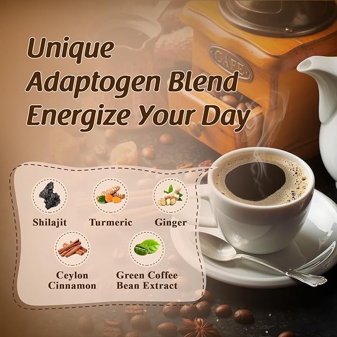 Liquid Liposomal Fulvic Humic Acid Supplement & 5000MG Shilajit Coffee for Focus, Energy