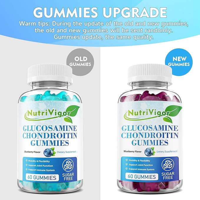 Glucosamine Chondroitin Gummies, Extra Strength Joint Support Supplement with MSM & Elderberry, Joint Support Supplement for Adults, Men & Women, Blueberry Flavor, 120 Count