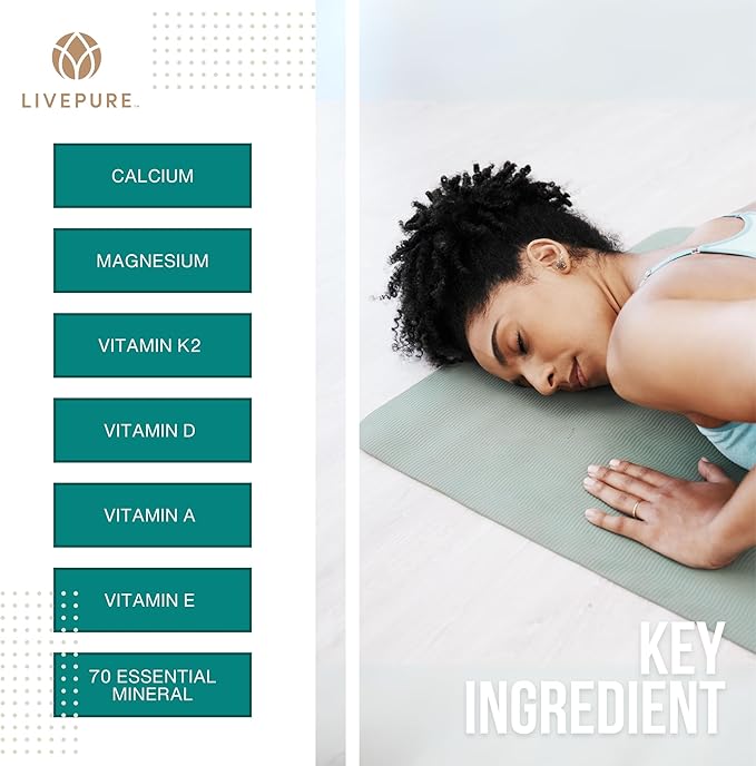 LivePURE CalciuMK+ Capsules | 90ct | Supports Bone Strength, Collagen Production & Joint Flexibility | Non-Dairy, Lactose-Free Calcium Supplement for Skeletal & Cartilage Health