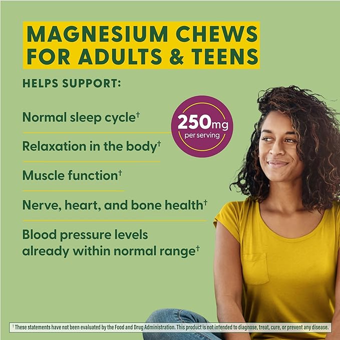 MegaFood Relax + Calm Magnesium Supplement - Soft Chews with Magnesium Citrate & Malate for Heart Health, Muscle Tension & More - Vegetarian - Grape-Flavor - 60 Chews (30 Servings)