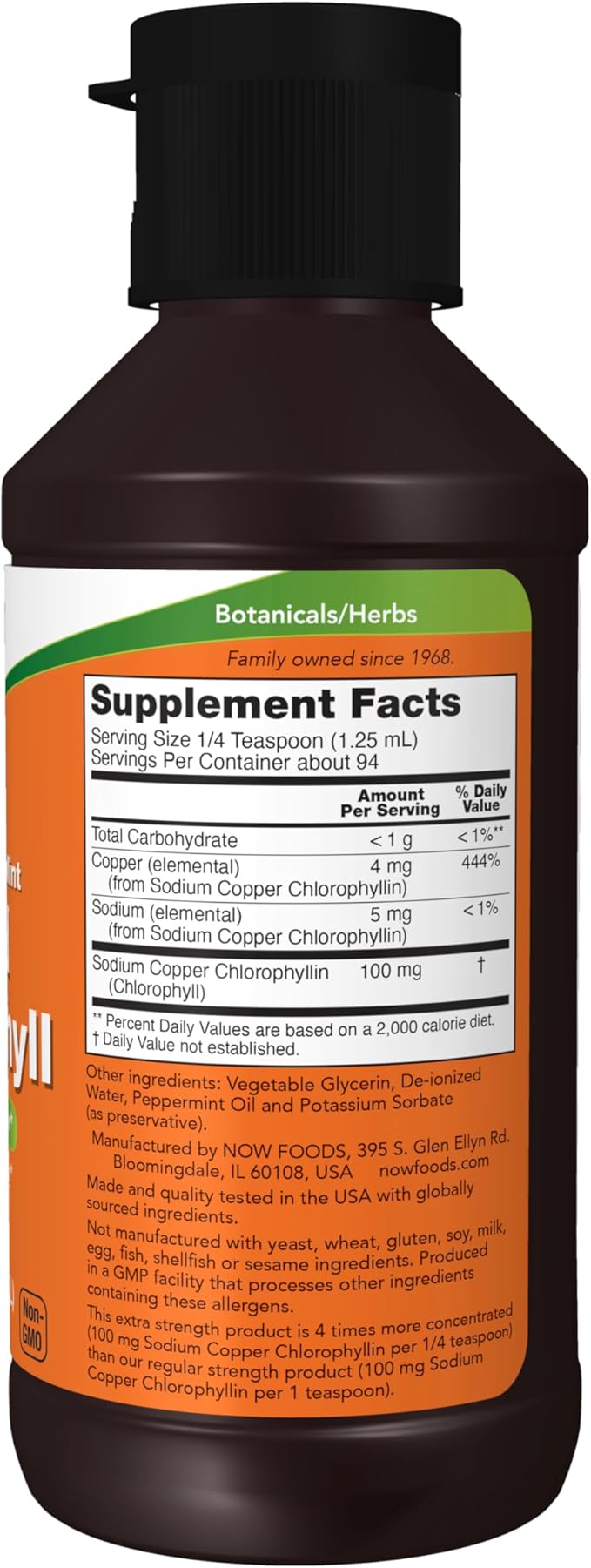 NOW Foods Supplements, Extra Strength Liquid Chlorophyll, Mint, Internal Deodorizer*, Promotes Clean