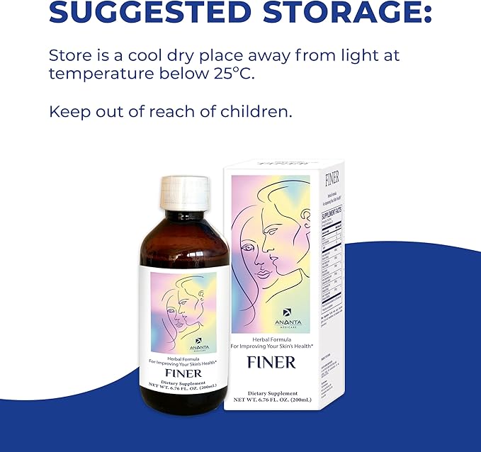 Finer Skin Health Supplement Liquid Supplement, Natural Formula, 6.76 Oz