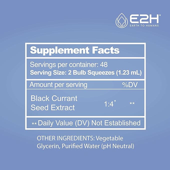 E2H Natural Black Currant Extract, Cold Pressed Black Currant Seed - Immune System Health - Fast Absorbing Liquid (2 Bottles)