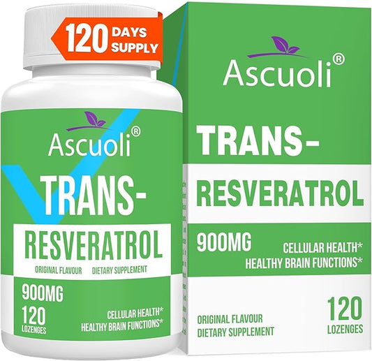 Sublingual Trans-Resveratrol Purity 99%, 3-in-1 Advanced Formula Resveratrol Supplement for Boost NAD+, Immune & Energy Support, Anti-Aging, Skin & Overall Health, 120 Lozenge (120-Day Supply)
