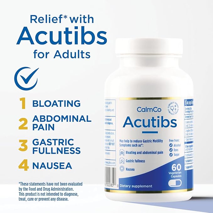 Acutibs Vegan Capsules - Natural Digestive Aid with Artichoke & Ginger Extracts for Gastric Discomfort Relief, Nausea, Bloating & Abdominal Pain, Helps Ease IBS and Reduce Gut Inflammation, 60 Count
