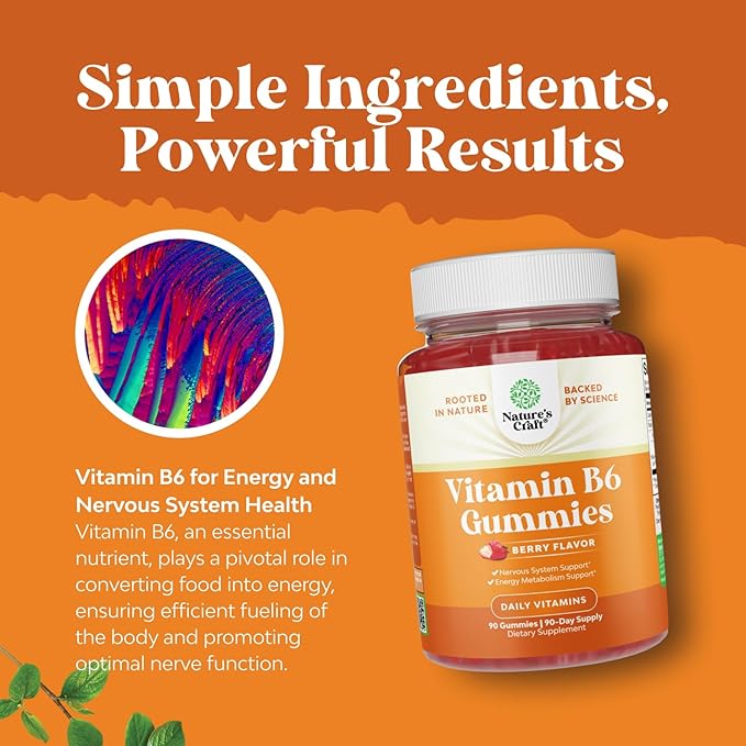 Potent Vitamin B6 Gummies for Adults - Vitamin B6 50mg Per Serving Gummy Vitamins for Women and Men for Immune Nerve and Mood Support - Vegan Kosher B6 Vitamins Gummies for Women and Men - 90 count