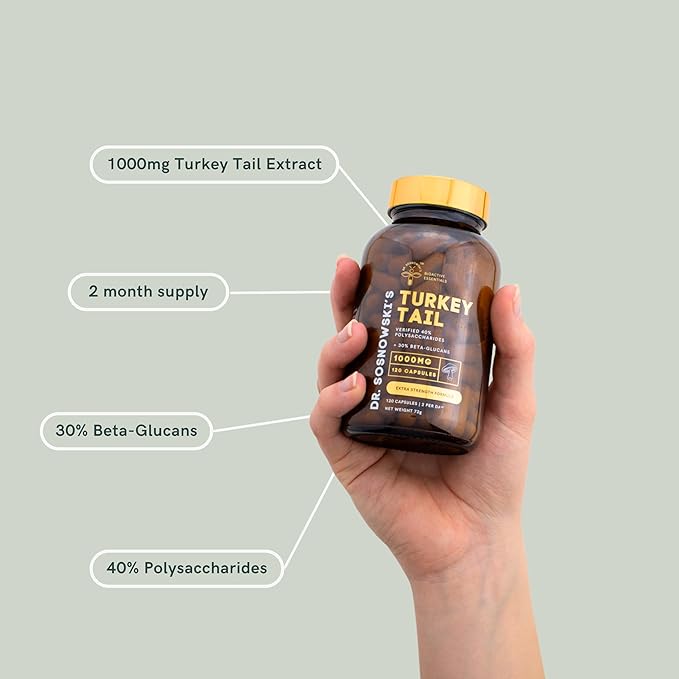 Dr Sosnowski's BioActive Turkey Tail Mushroom Capsules | Potent 1000mg High Strength Turkey Tail Extract (120 Capsules)