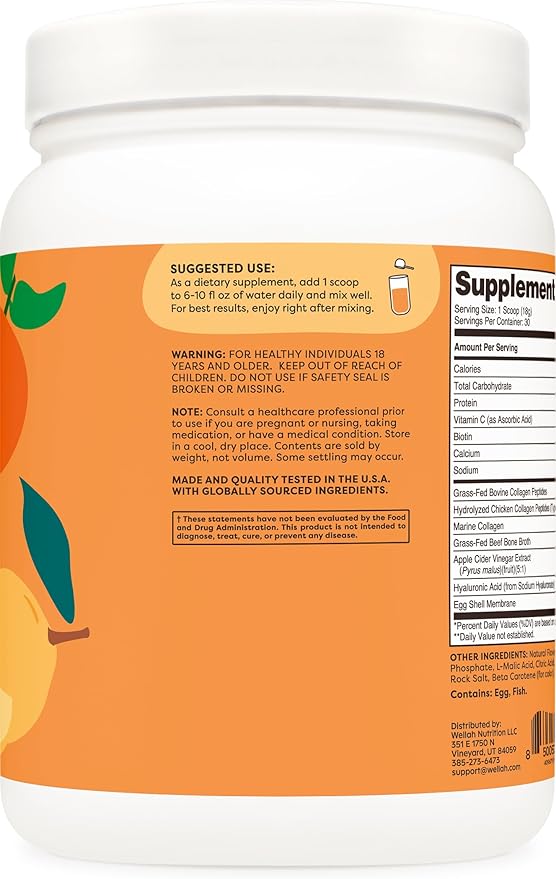 The Afterglow Multi Collagen Protein + Beauty (30 Servings, Orange Mango) - Hair, Skin, Nail & Joint Support - Non-GMO and Gluten Free