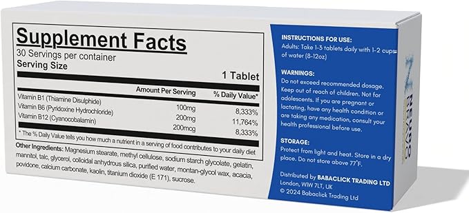 Neurobravo Vitamin B1, B6, B12 Tablets for Nerve Health, Nerve Pain, Numbness, Muscle Stiffness, Muscle Cramp, Impaired Sensation