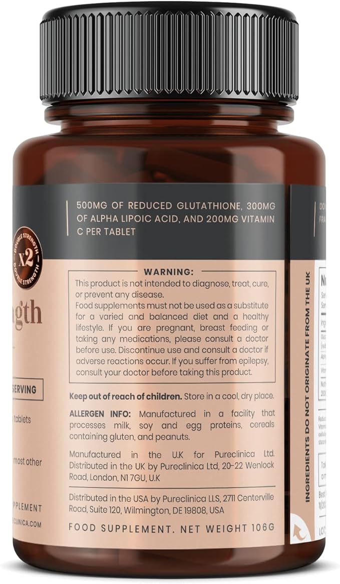 Glutathione 1000mg x 240 Tablets (4 Bottles of 60)- w/500mg Glutathione, 300mg ALA, and 200mg VIT C per Tablet
