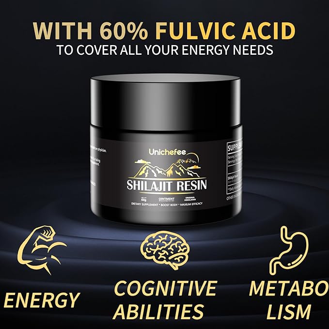 Shilajit Resin for Men and Women, Pure Himalayan Organic 100% Shilajit Natural Resin Mineral Holistic Health Supplements with 85+ Trace Minerals & Fulvic Acid for Energy -60g