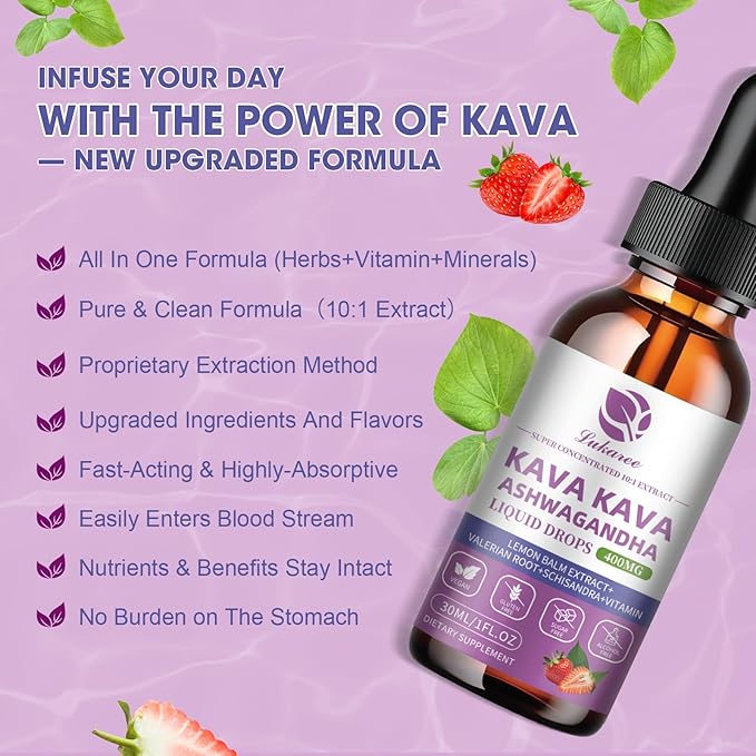 (1 pack) Kava Kava Root Extract Supplement - Calming High Concentration Kava w/ Ashwagandha, Lemon Balm, Valerian Root for Relaxation, Liver, Cognitive Support & Immune System,Vegan, Alcohol-Free