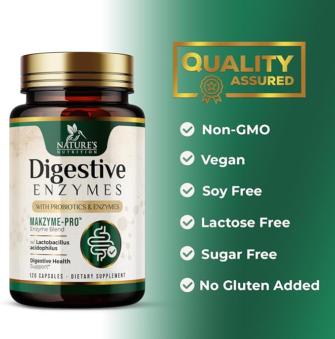 Digestive Enzymes with Probiotics - Probiotic Multi Enzymes with Probiotics and Prebiotics for Digestive Health and Bloating Relief for Women & Men, Daily Enzymes for Gut & Digestion - 120 Capsules