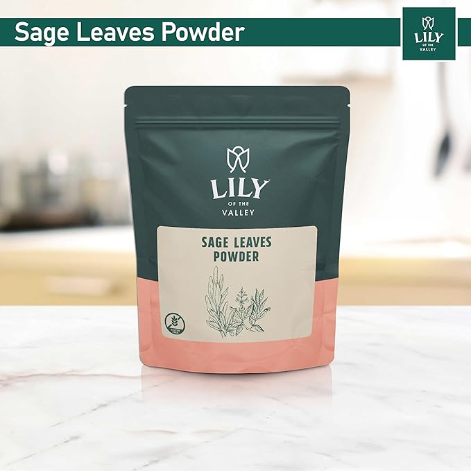 Lily of the Valley Sage Leaf Powder - Ground Dried Sage leaves - Seasoning Herb Spice - No Fillers & No Additives - Great for Cooking - Vegan & Gluten-Free - Packed in Resealable Pouch (16oz, 453g)